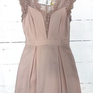Elegant Lace V-Neck Dress in Blush